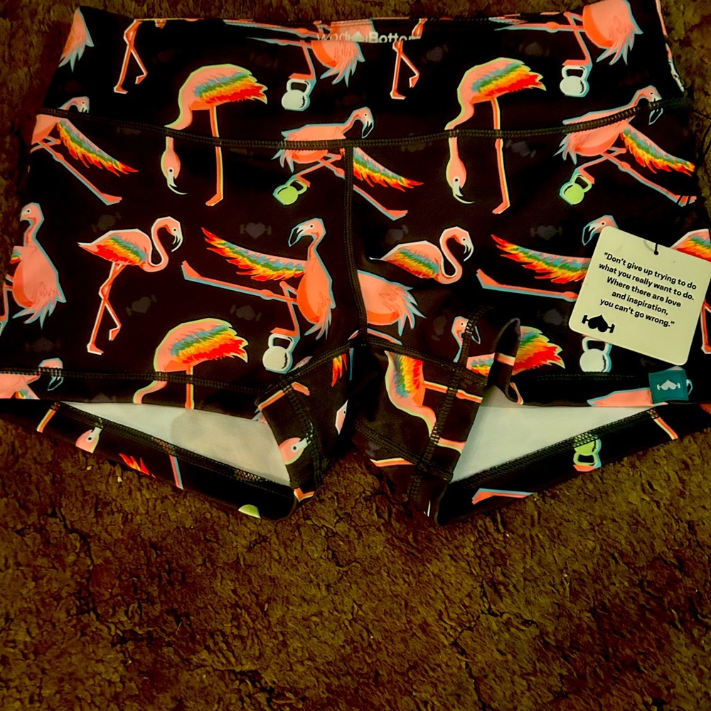 Flamingo/ kettlebell shorts.